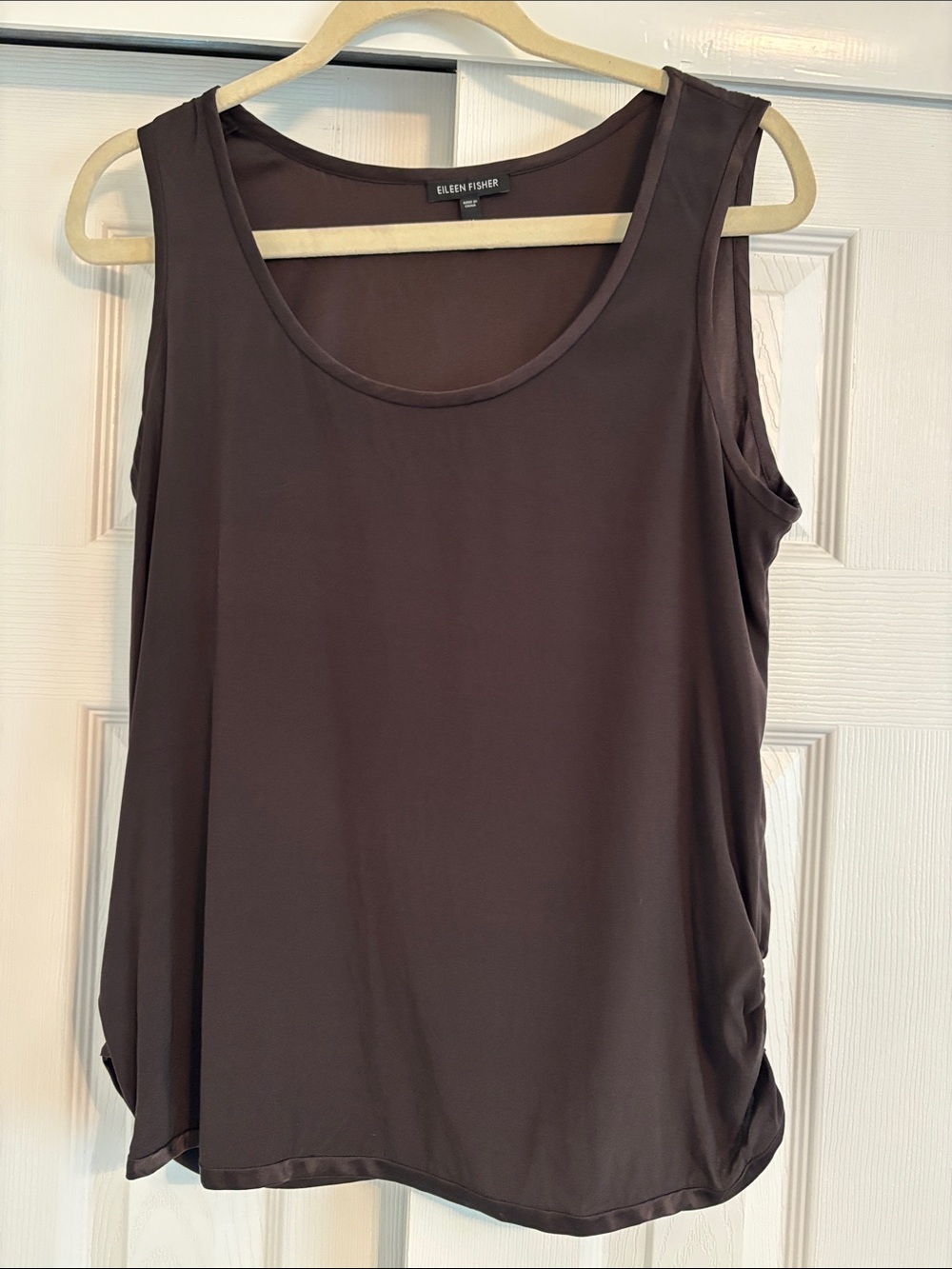 Eileen Fisher Black Silk-Blend Scoop Neck Camisole
